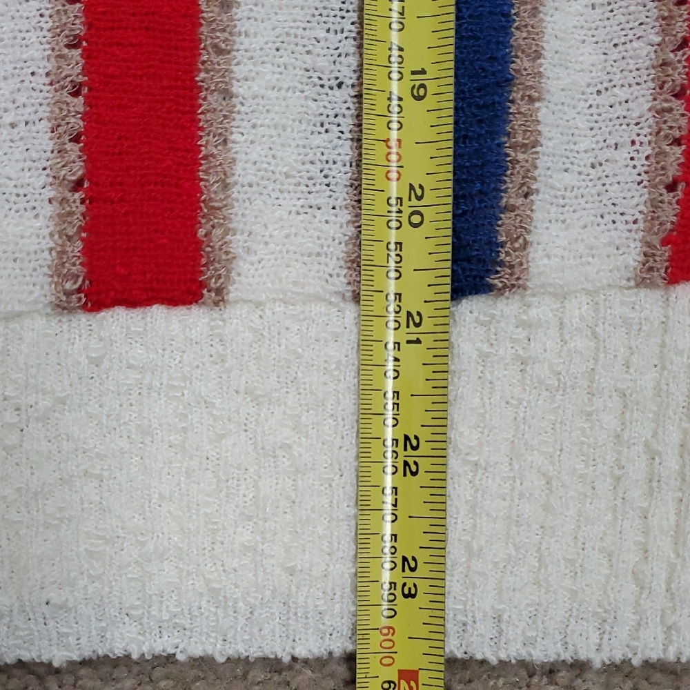 Vintage D'allaird's Cream Sleeveless Knit Sweater Top Red & Blue Stripes Sz M - Picture 7 of 11